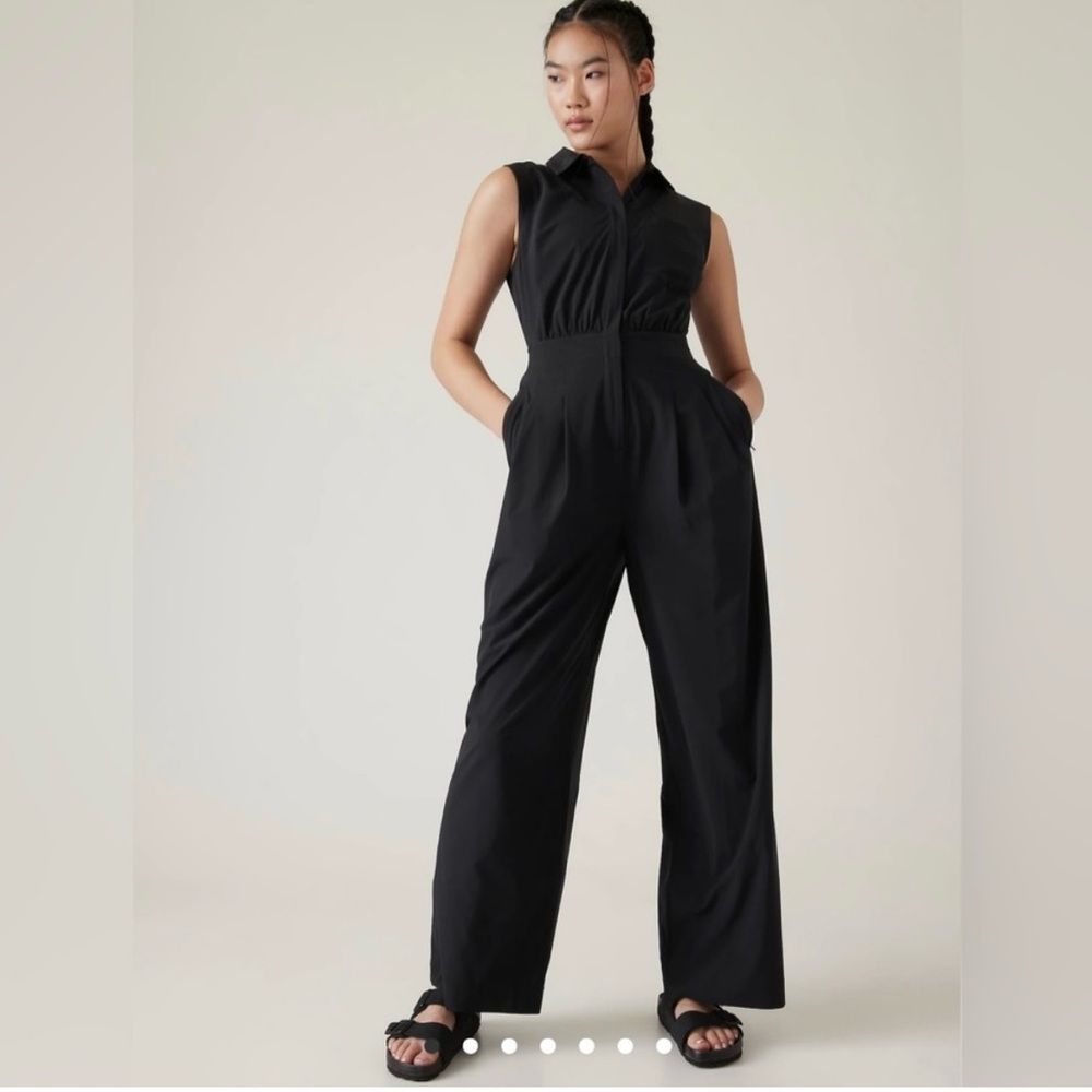 Athleta Brooklyn Heights Wide Leg Jumpsuit Black Size 6 NWT